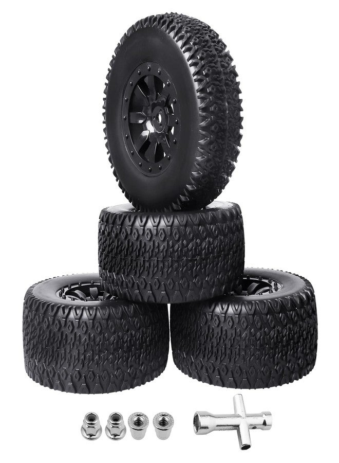 AllinRC RC Short Course Truck Tires 1/10 Scale, High-Performance Pre-glued RC Wheel Rim and Tires Set 12mm Hex with Foam Inserts for Traxxas Slash 4X4 2WD HPI VKAR Redcat HSP LRP 4PCS (Style B) - Image 1